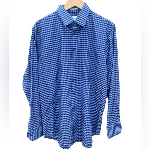 Calibrate Trim Fit Men’s Blue Checkered Button Up size 34-35 - Picture 1 of 3